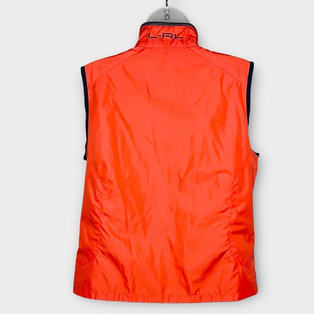 LAUREN RALPH LAUREN reversible crested navy and orange full zip vest size medium - Picture 5 of 8
